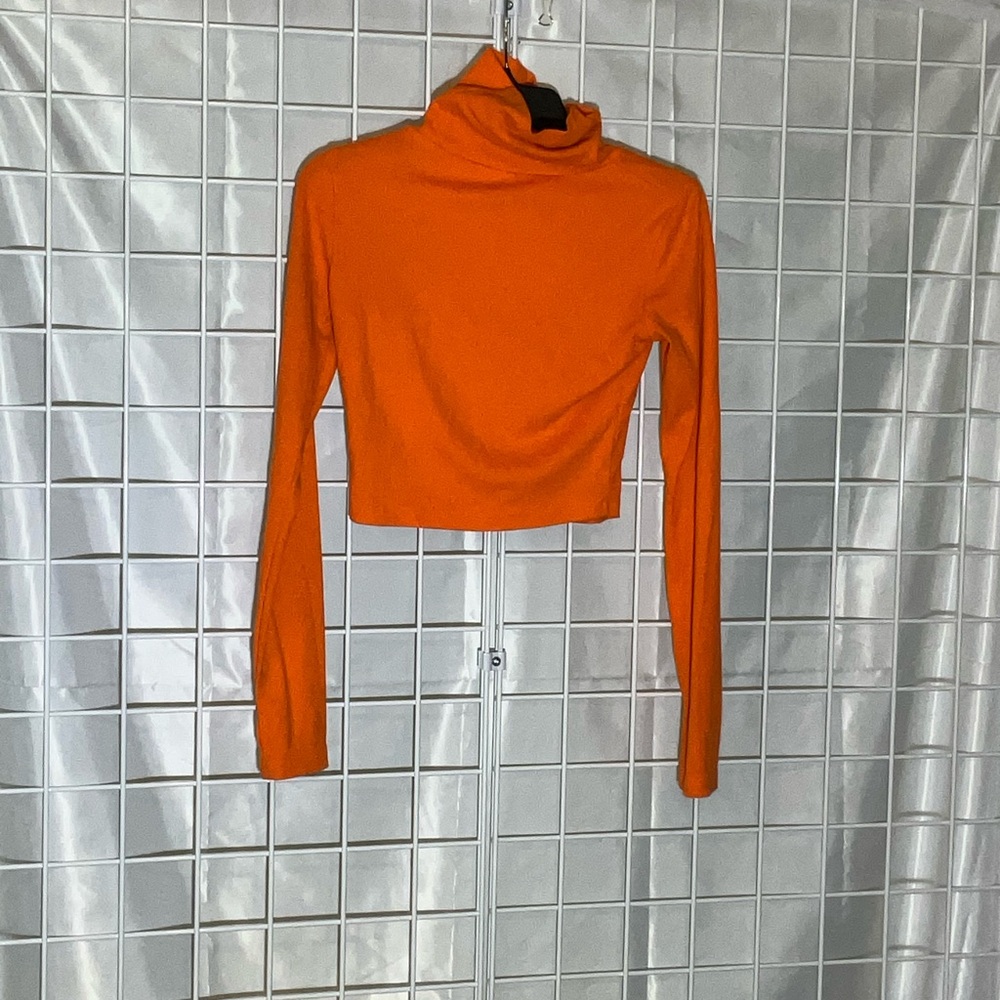Orange Turtleneck Crop Top